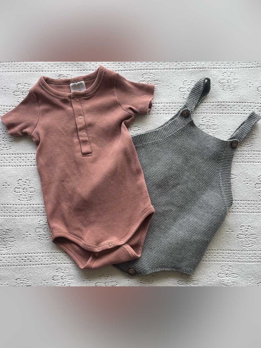 Mebie Baby Set 12–18M | Knit Romper + Organic Tee